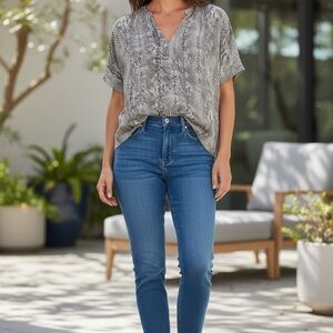 Hale Bob Black and White Snakeskin Blouse